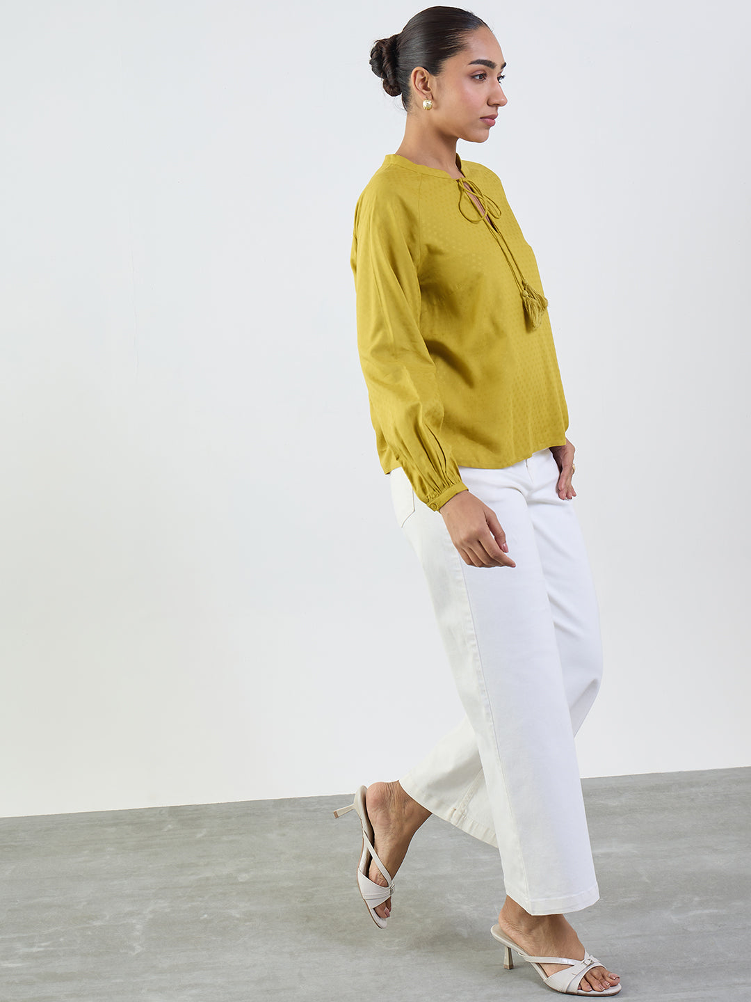 citrine-green-peasant-sleeves-tie-up-top-ff-7508