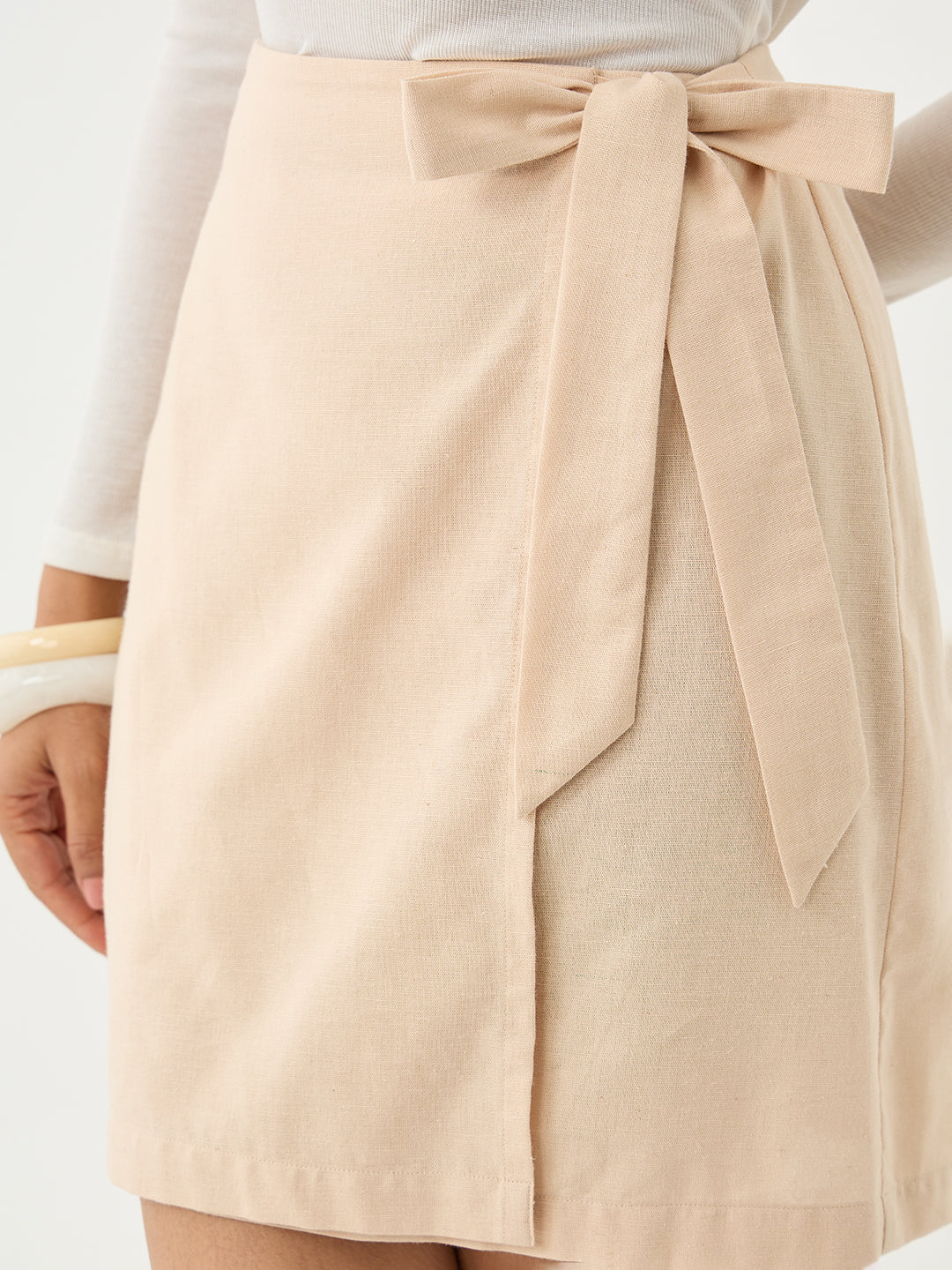 LinenLite Beige Wrap Skirt