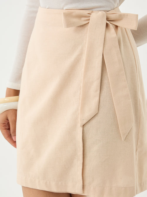 LinenLite Beige Wrap Skirt