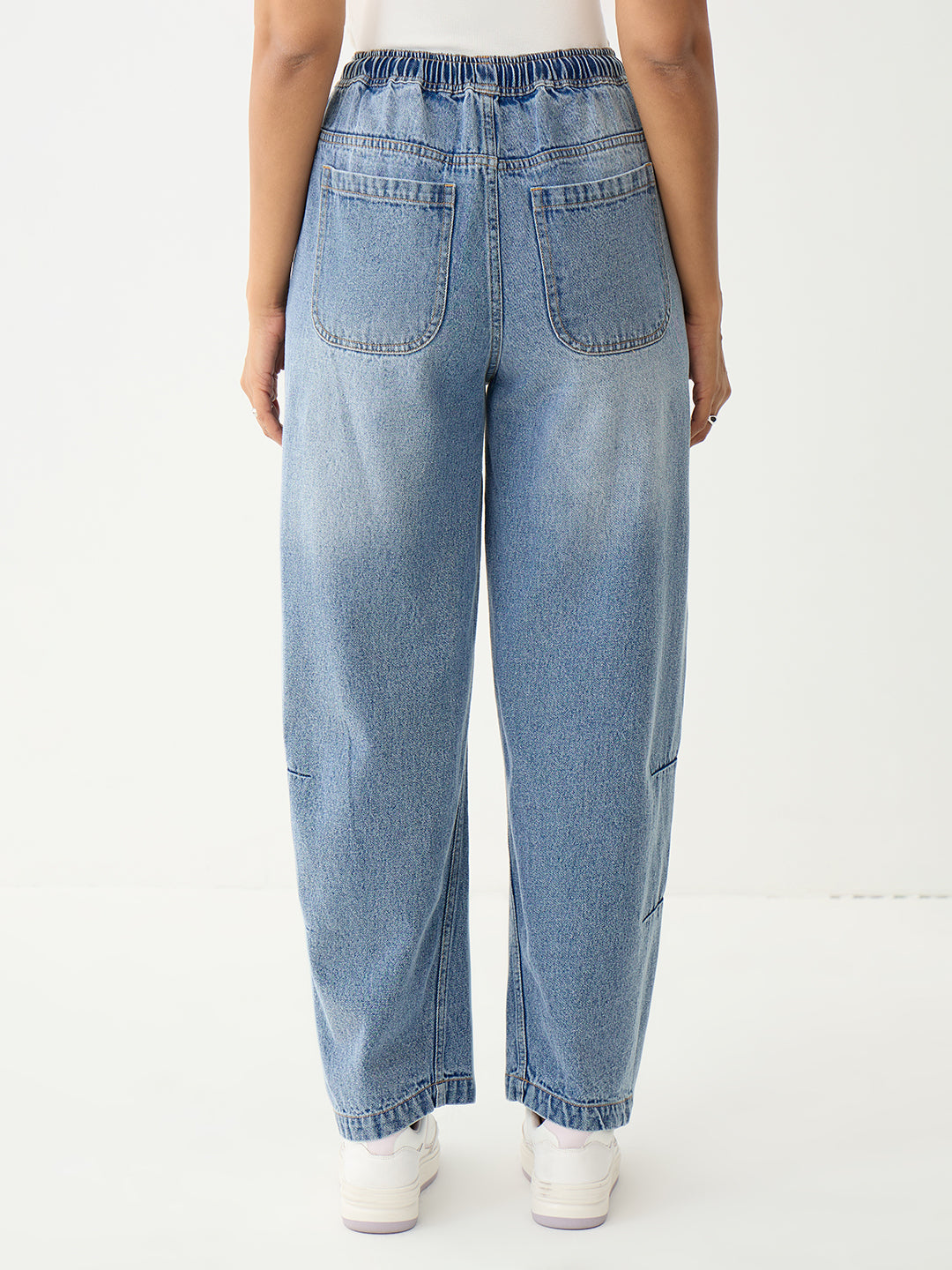 DenimClassic Blue Drawstring Detail Travel Jeans