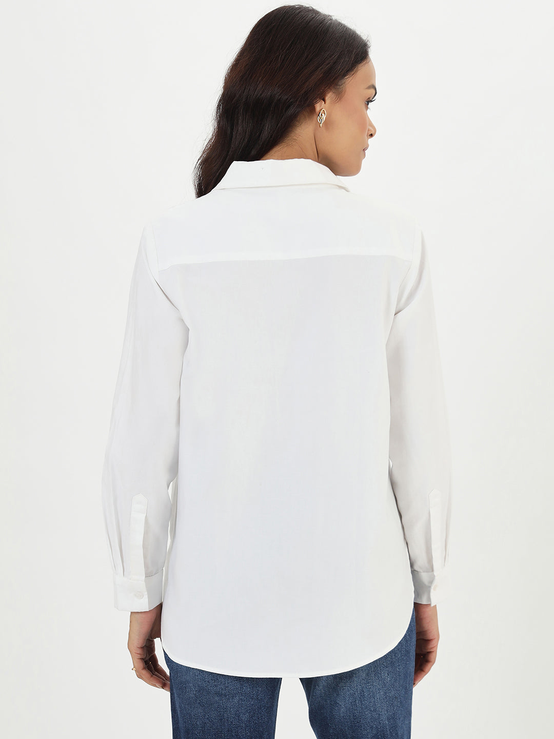 White Cotton Easy Fit Shirt