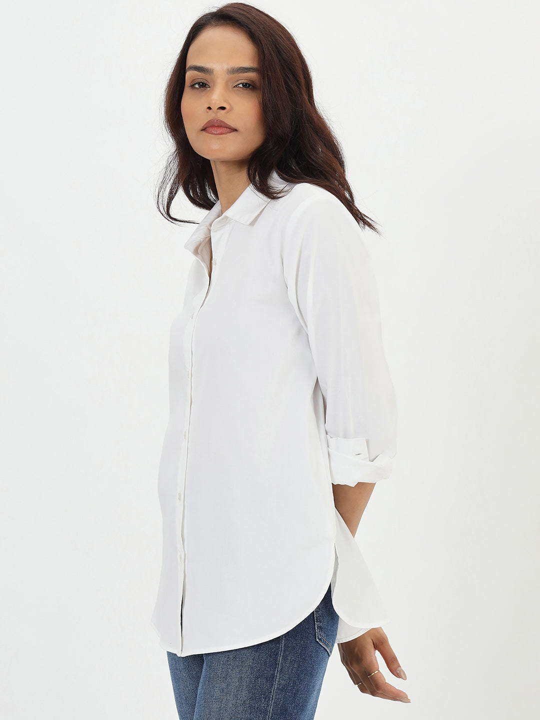 White Cotton Easy Fit Shirt