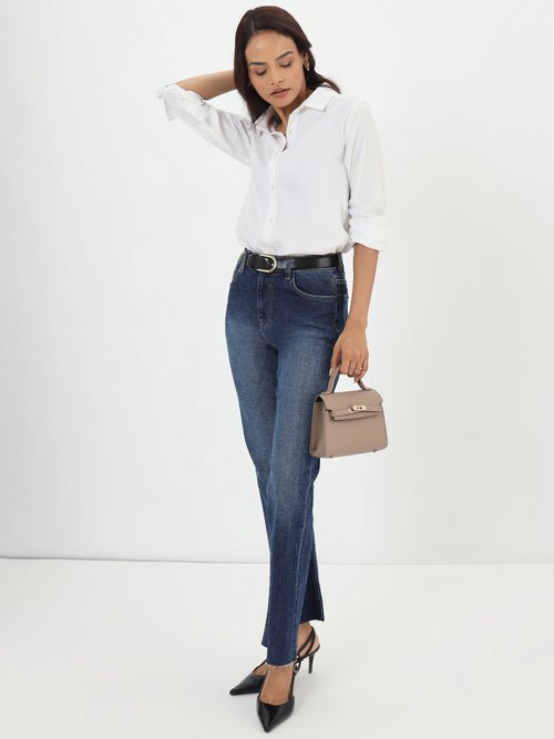 White Cotton Easy Fit Shirt