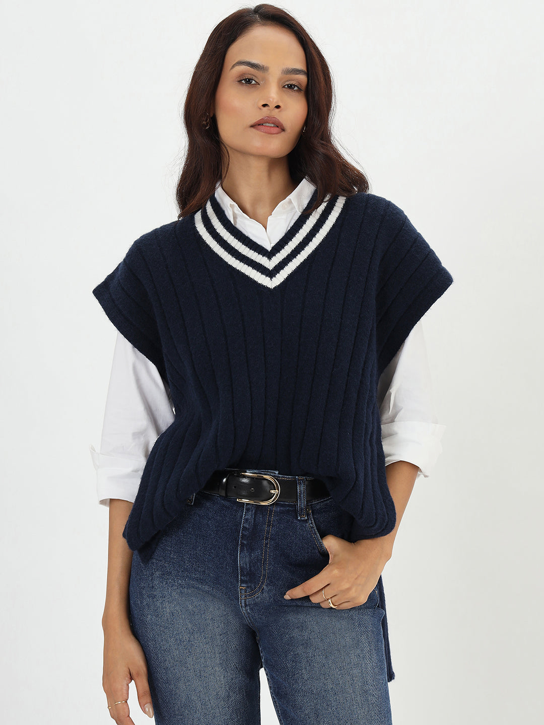 Navy Colorblock Sweater Vest