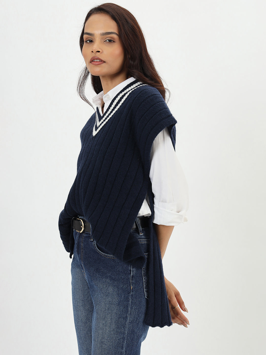 Navy Colorblock Sweater Vest