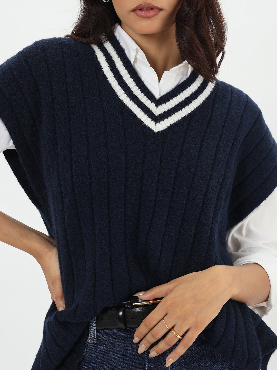 Navy Colorblock Sweater Vest