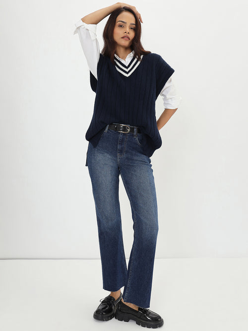 Navy Colorblock Sweater Vest