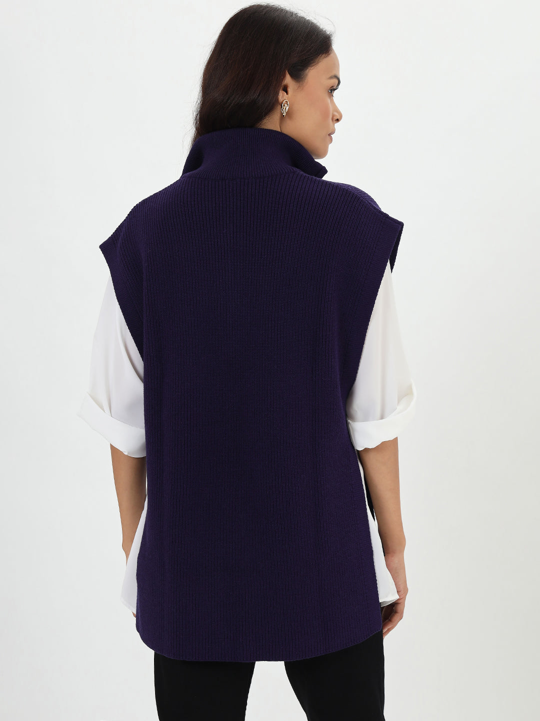 Deep Purple Half Zipper Sweater Vest