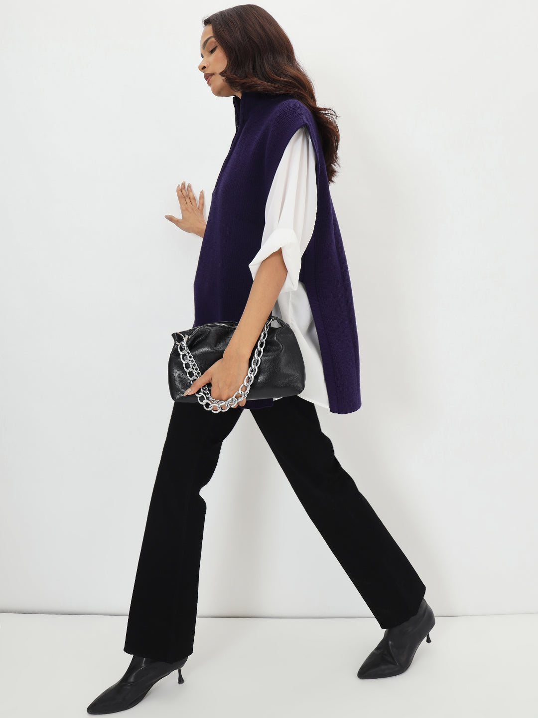 Deep Purple Half Zipper Sweater Vest