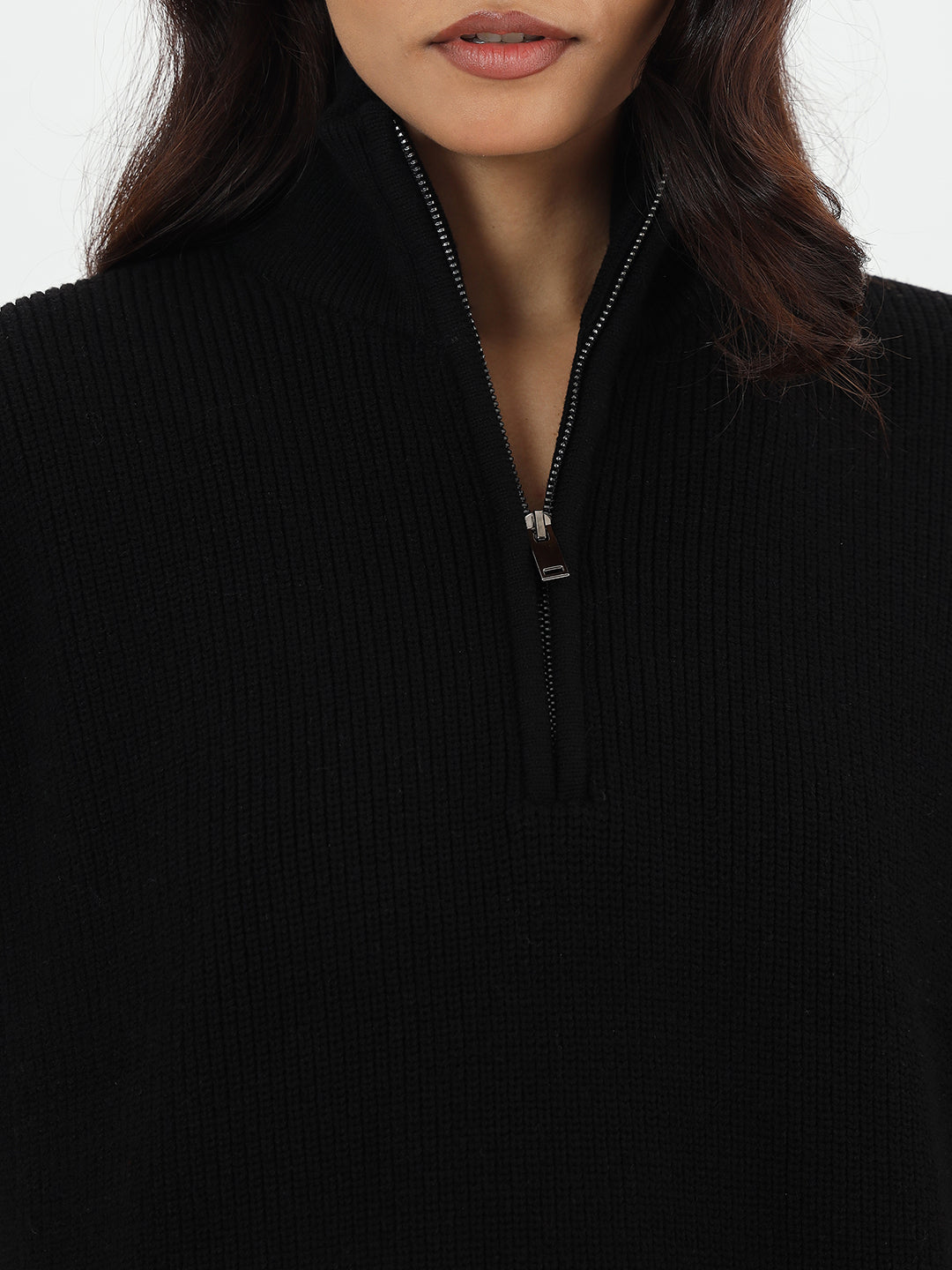 Black Half Zipper Sweater Vest