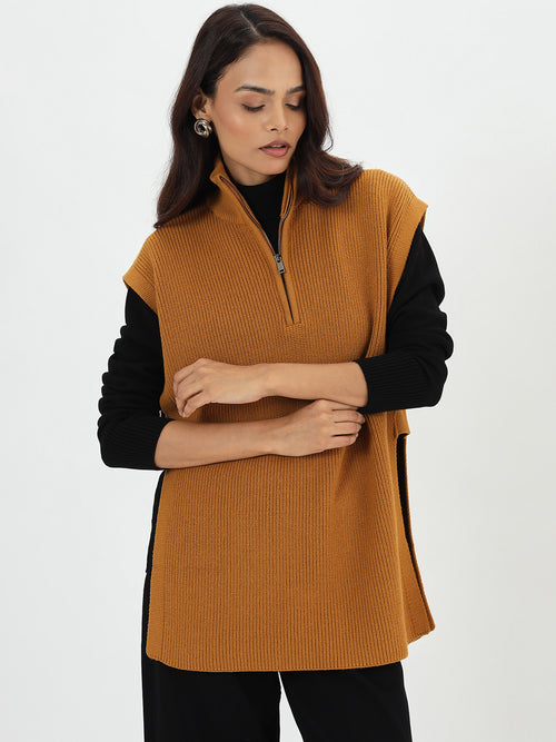 Honey Half Zipper Sweater Vest