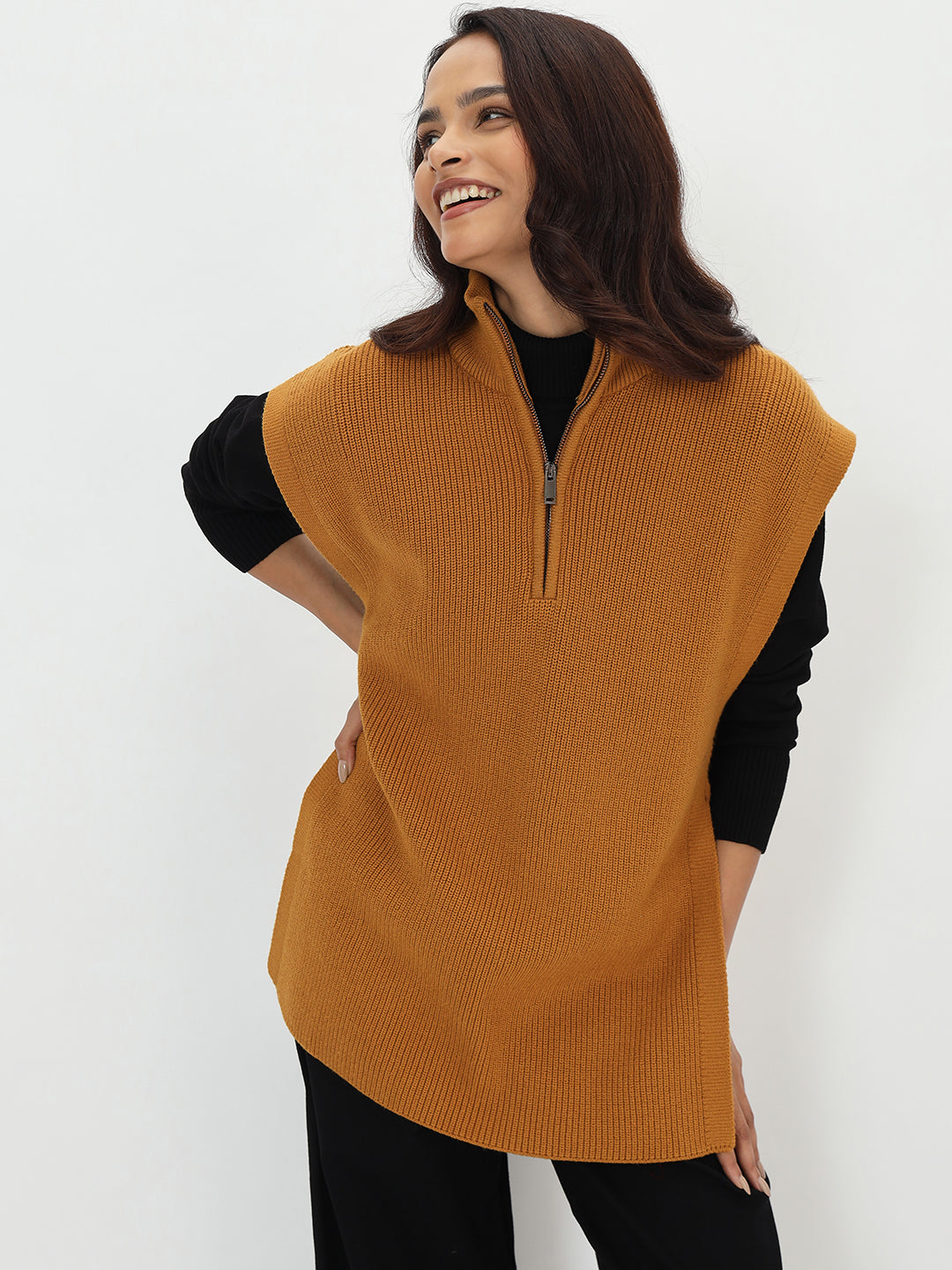 Honey Half Zipper Sweater Vest