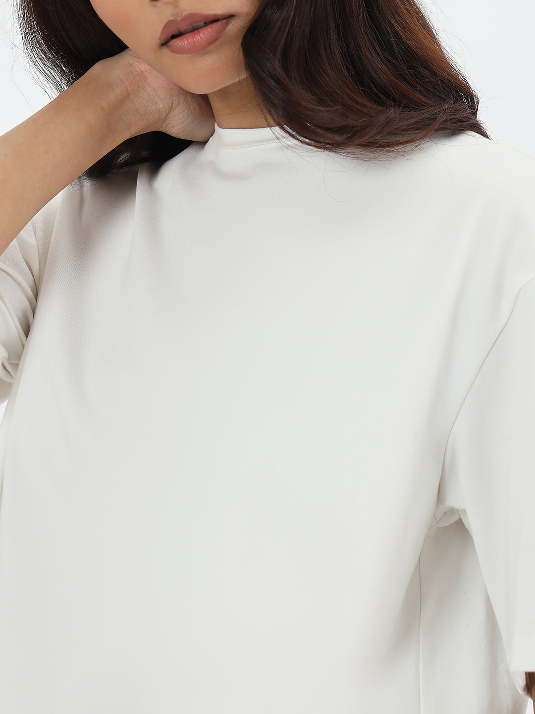 White Oversize Cotton Knit T-Shirt