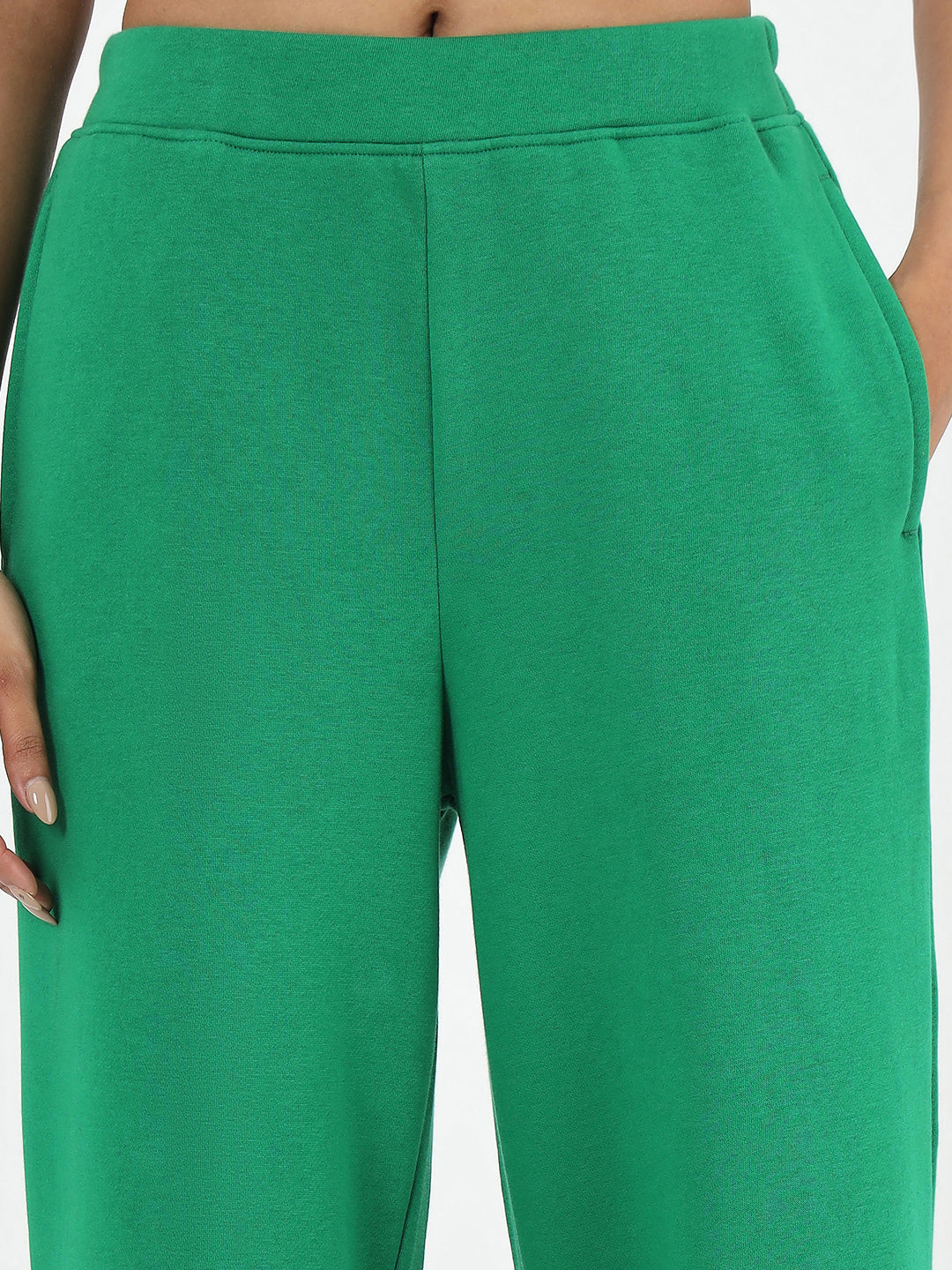 Bright Green Straight Fit Fleece Trackpants
