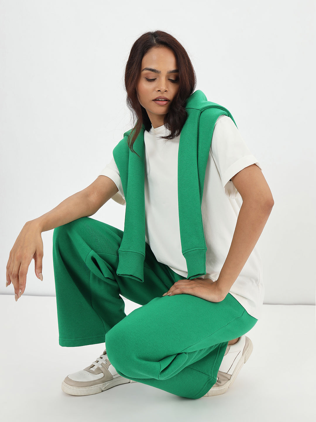 Bright Green Crew Neck Fleece Sweatshirt