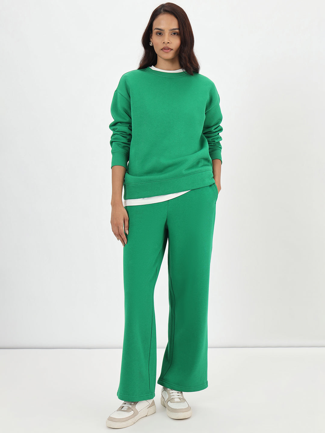 Bright Green Crew Neck Fleece Sweatshirt