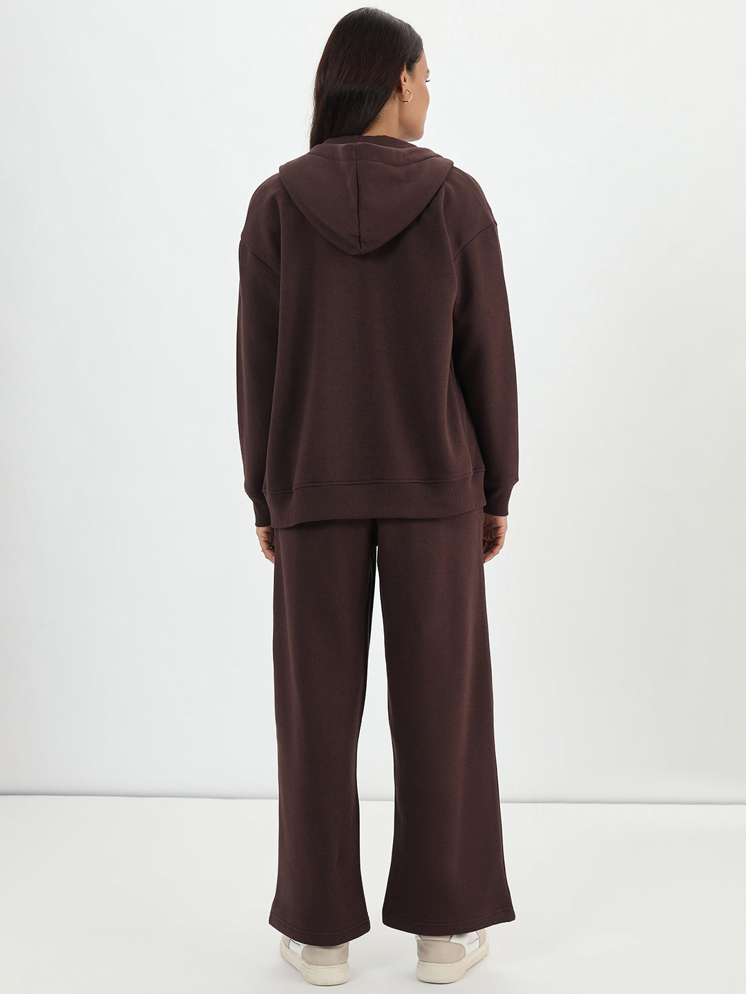 Coffee Brown Zip-Up Fleece Hoodie