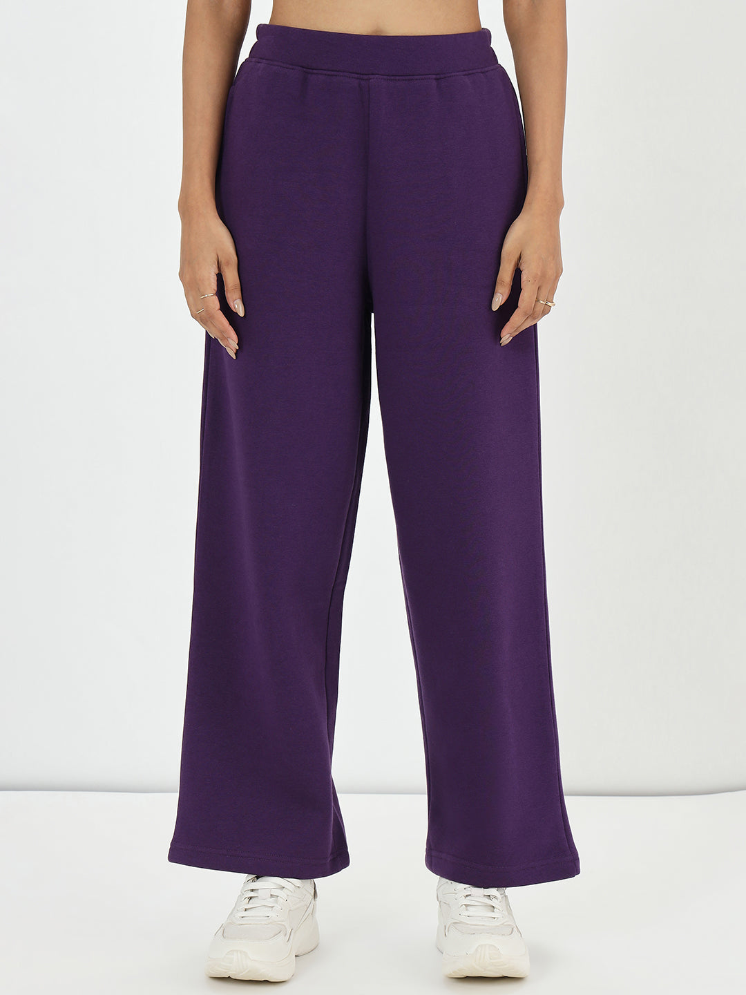 Deep Purple Straight Fit Fleece Trackpants
