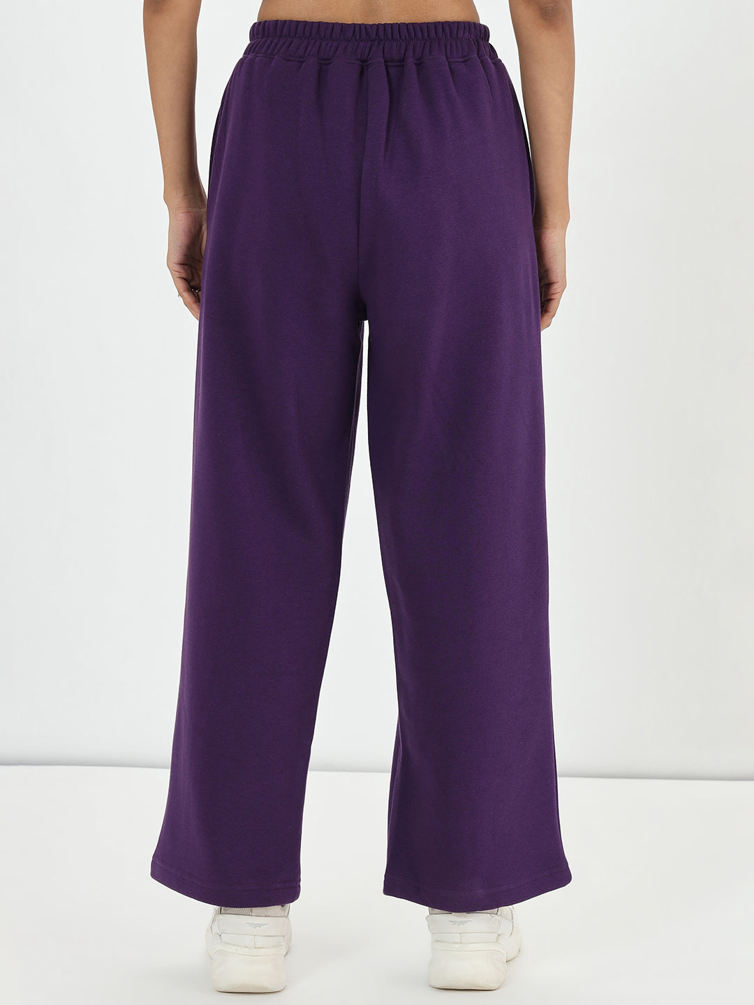 Deep Purple Straight Fit Fleece Trackpants