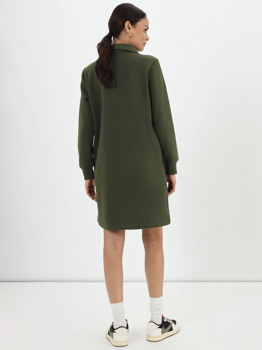 Olive Fleece Sweatshirt Dress