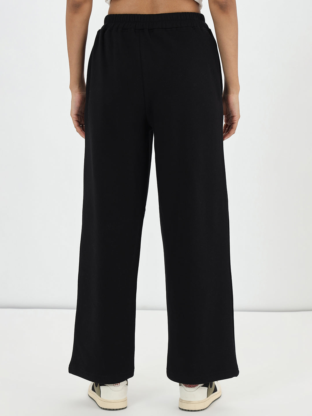 Black Straight Fit Fleece Trackpants