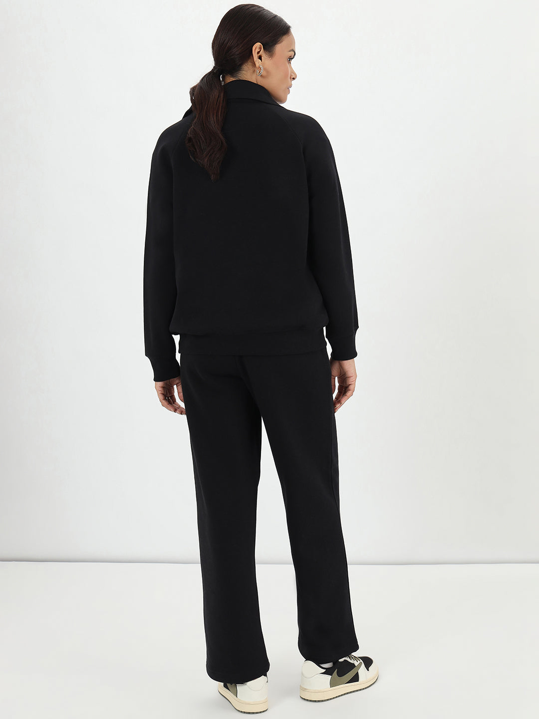 Black Half Zipper Fleece Sweatshirt