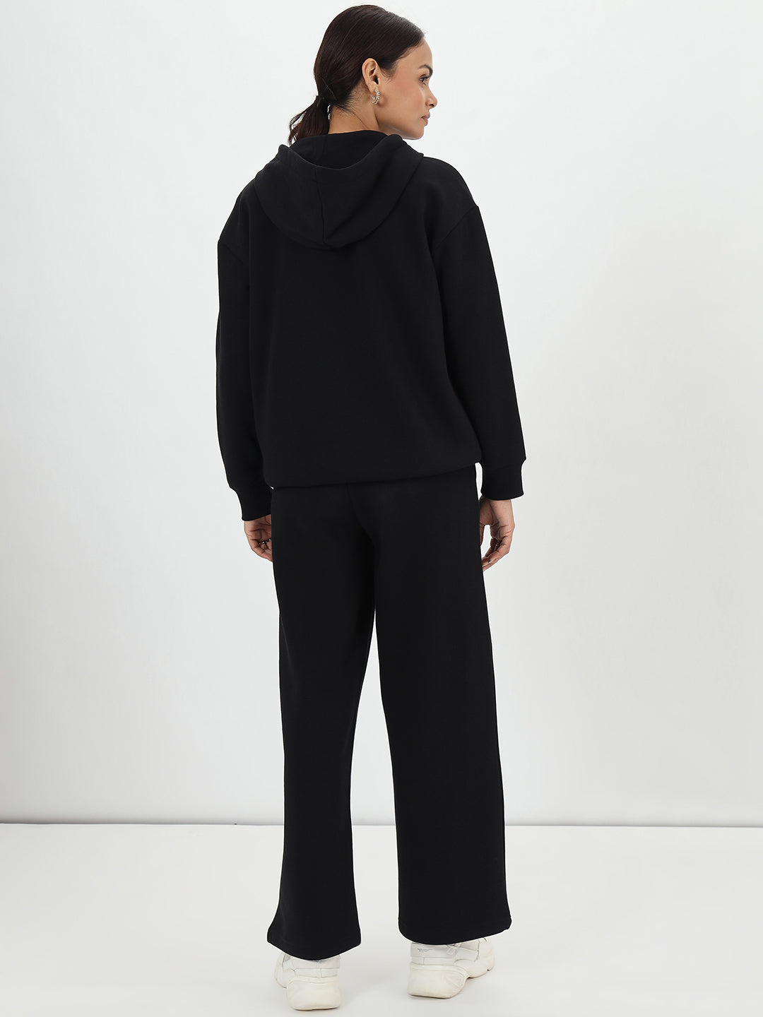 Black Button Down Fleece Hoodie