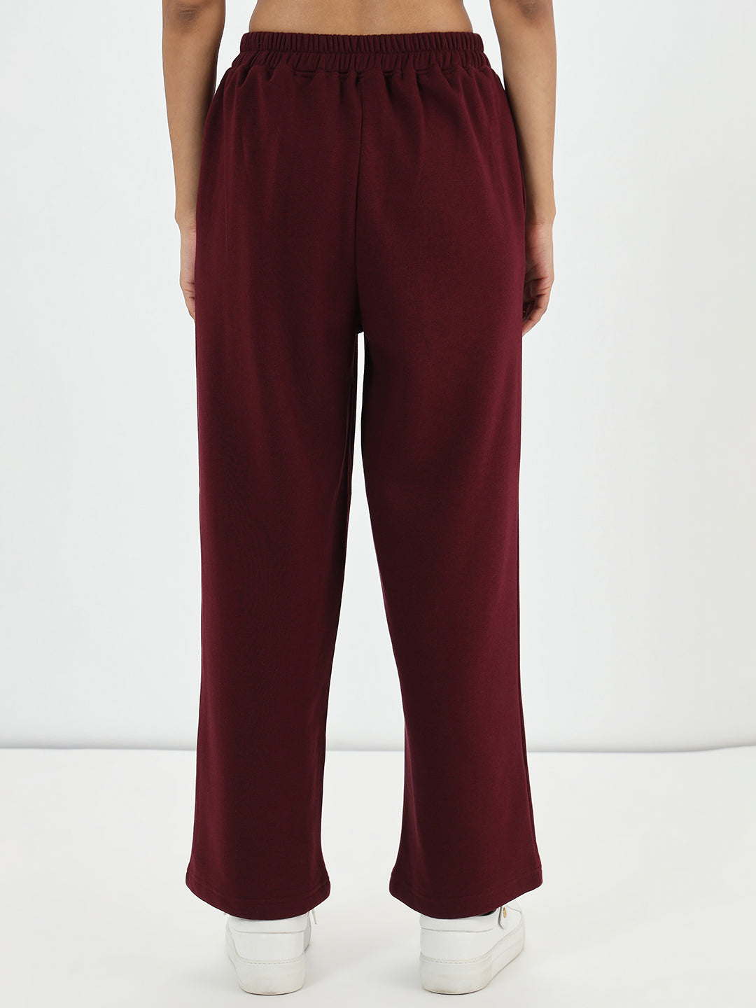 Wine Straight Fit Fleece Trackpants