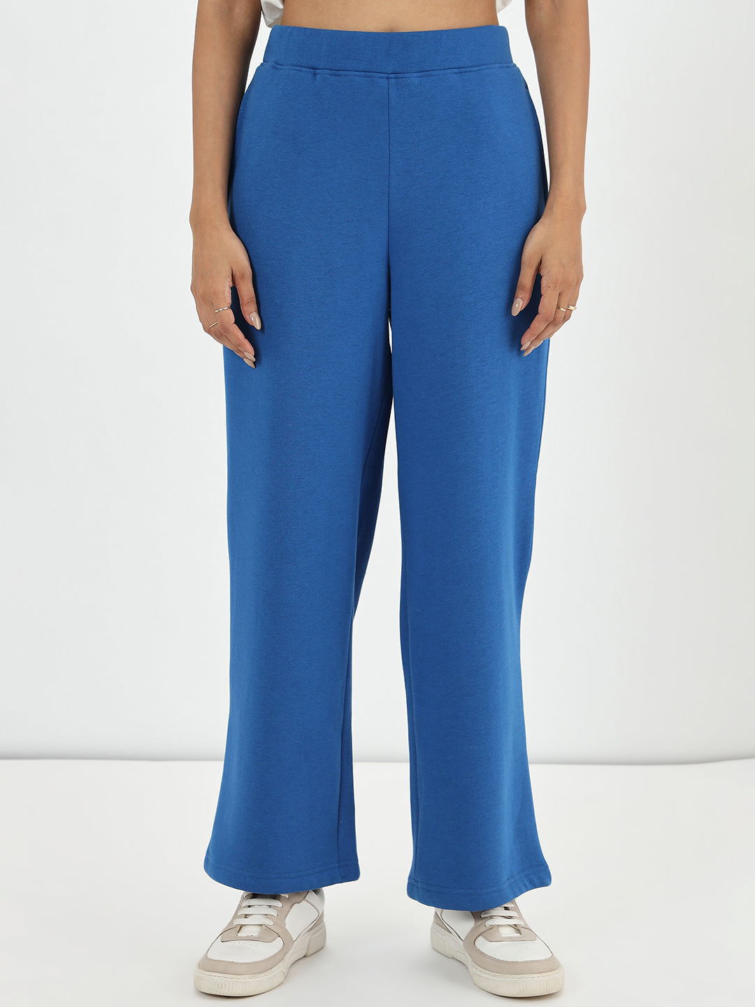 Royal Blue Straight Fit Fleece Trackpants