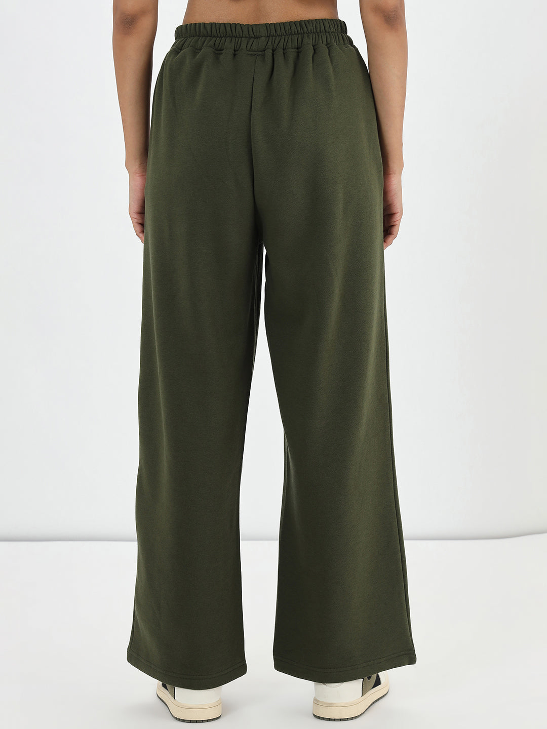 Olive Straight Fit Fleece Trackpants