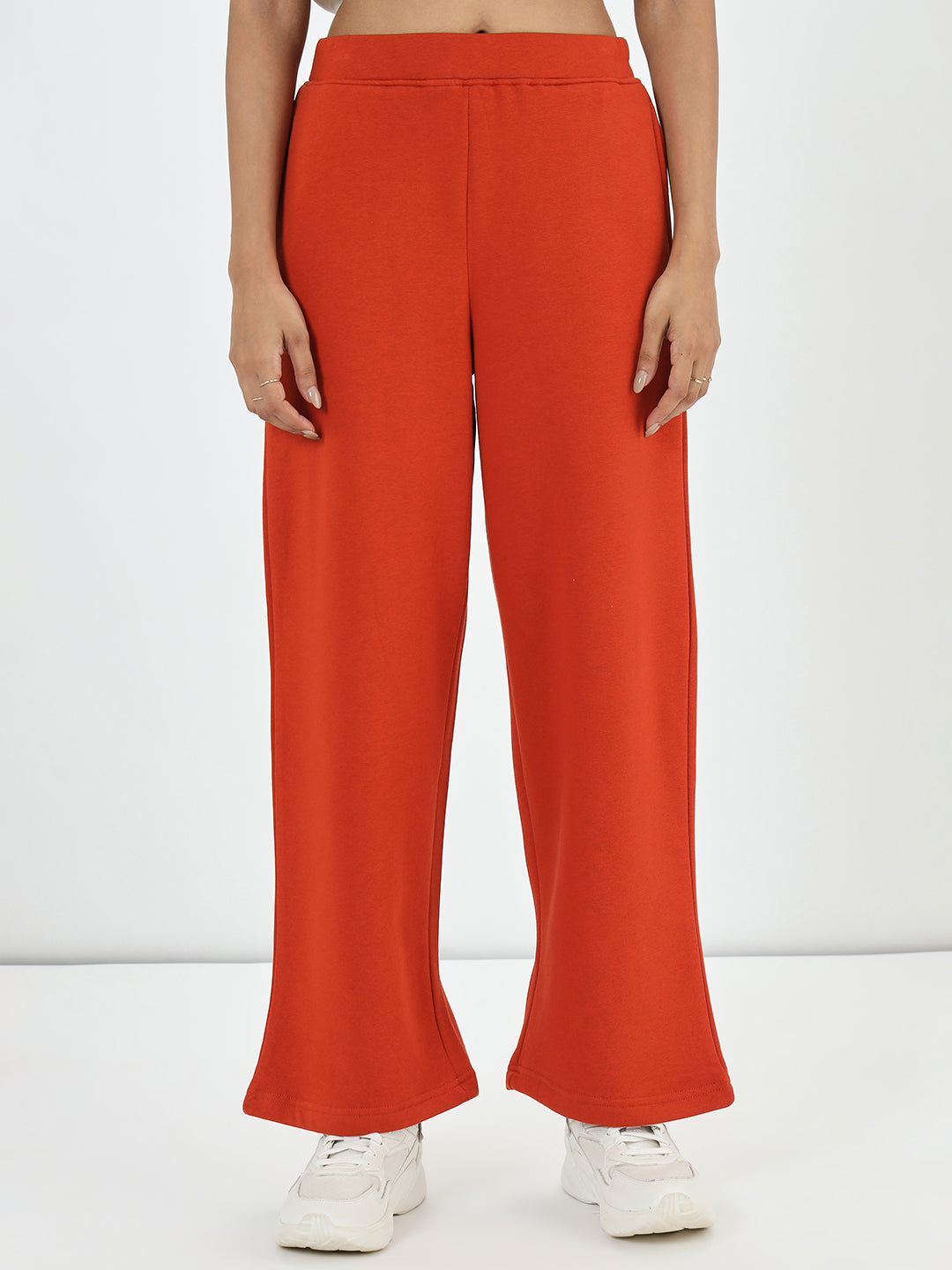 Rust Straight Fit Fleece Trackpants