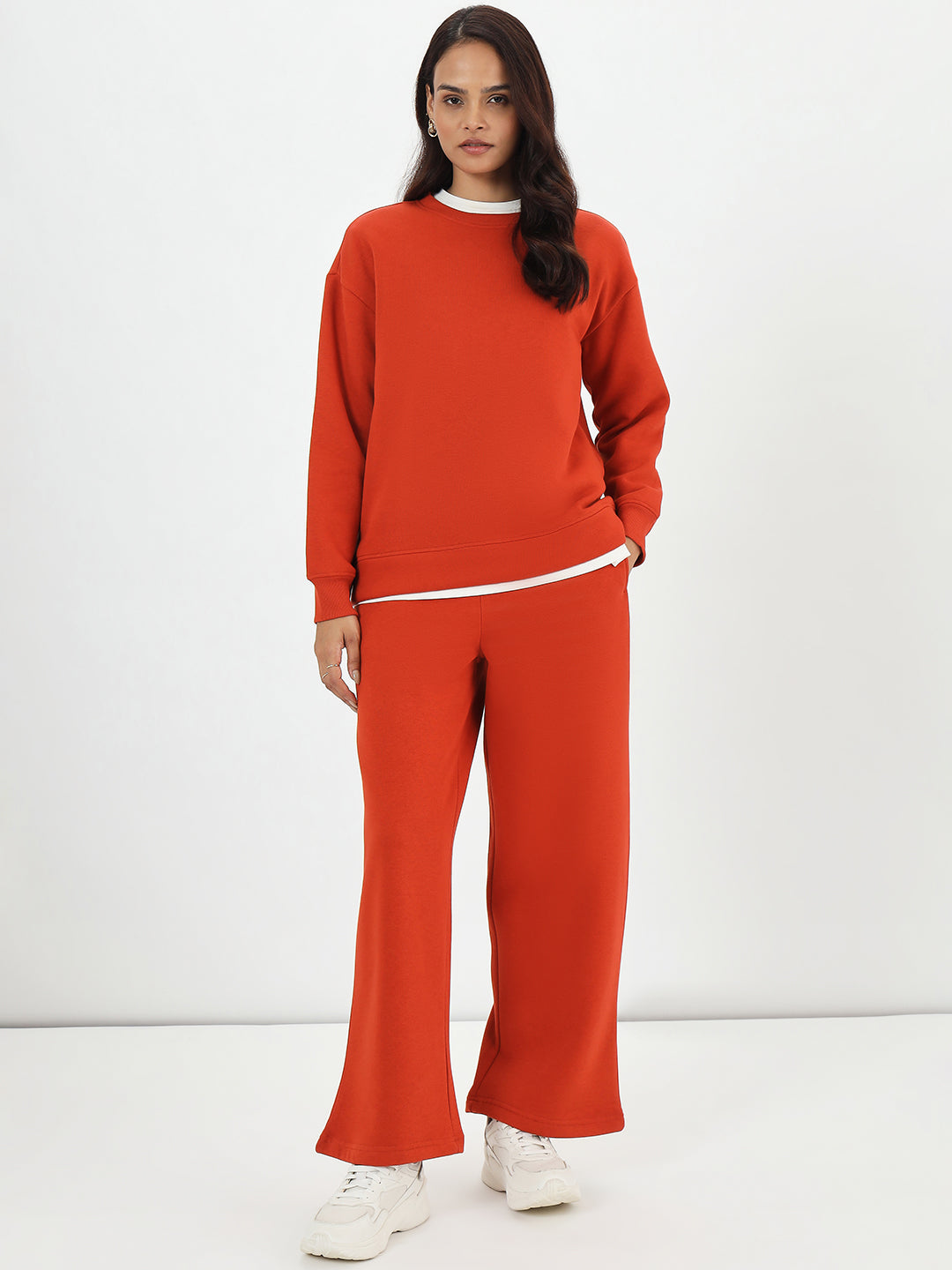 Rust Crew Neck Fleece Sweatshirt