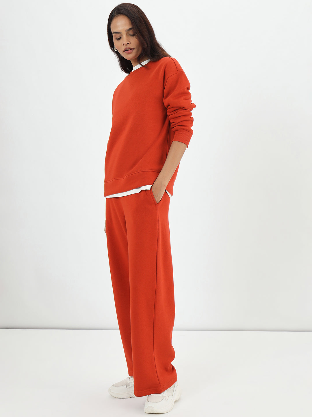 Rust Crew Neck Fleece Sweatshirt