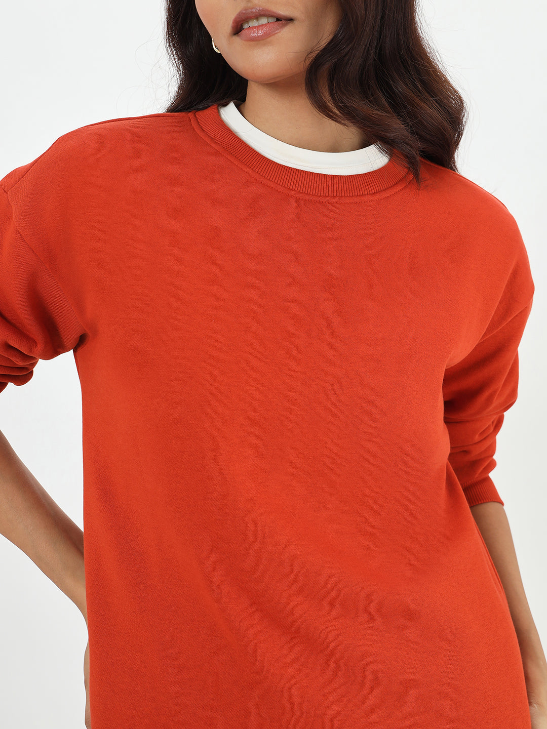 Rust Crew Neck Fleece Sweatshirt