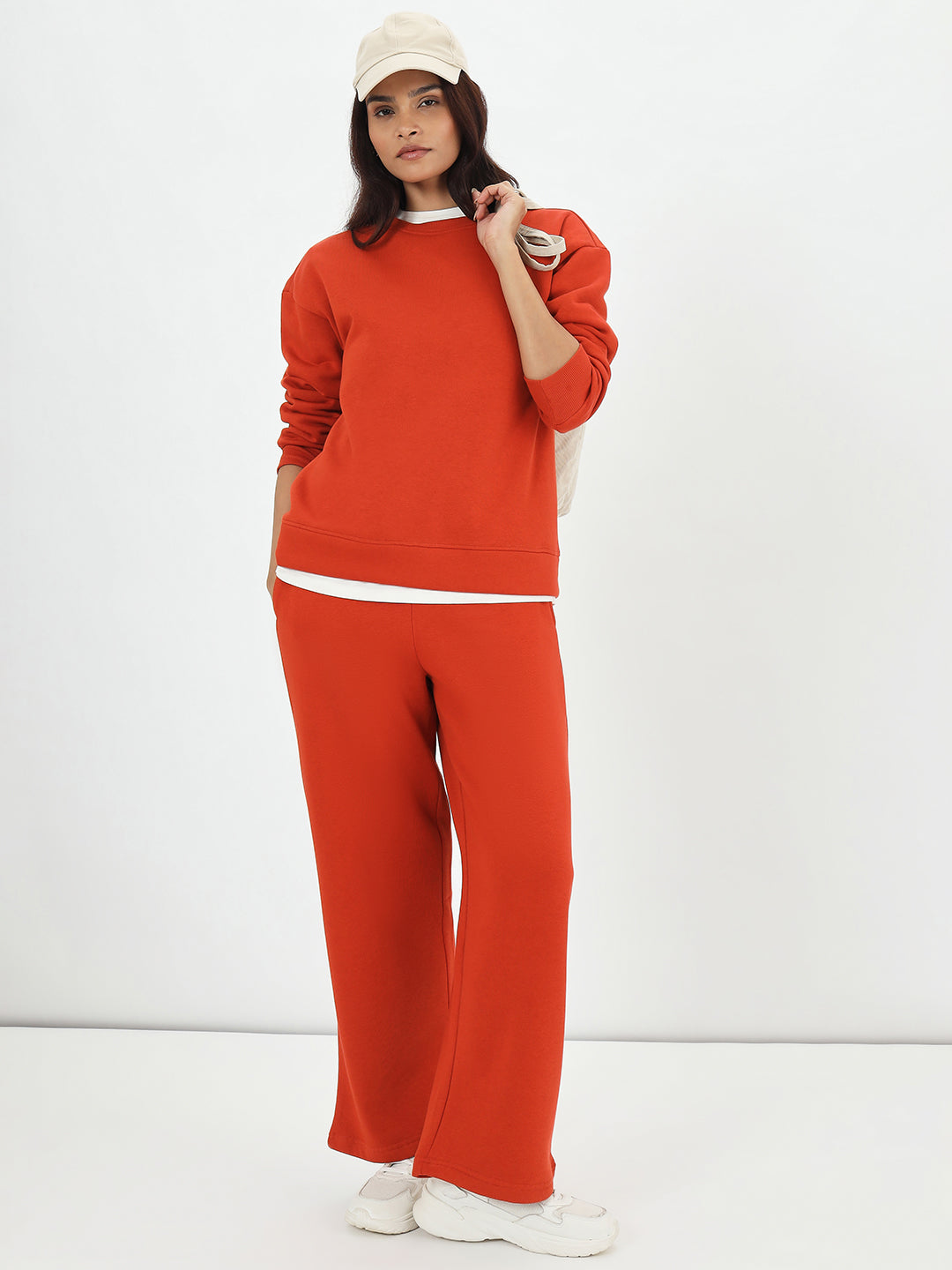 Rust Crew Neck Fleece Sweatshirt