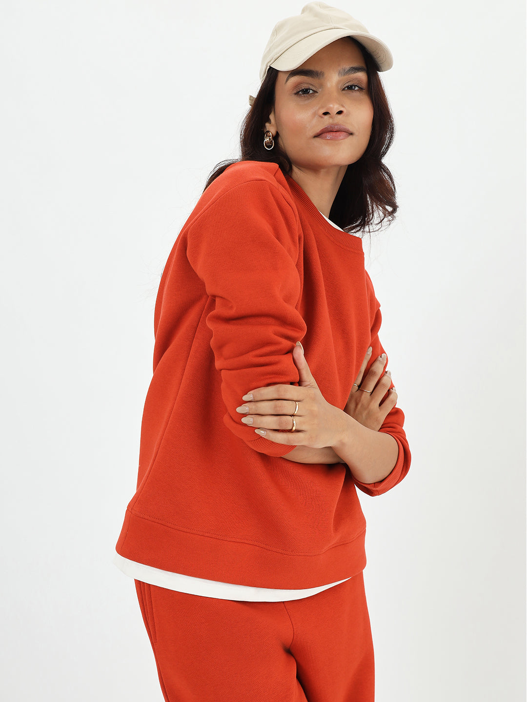 Rust Crew Neck Fleece Sweatshirt