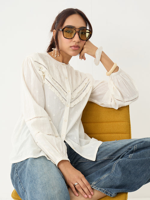 Off- White Pleated Yoke Dobby Shirt