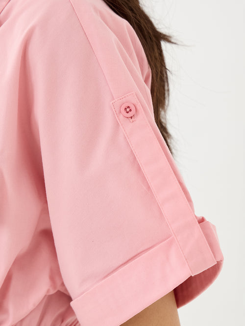 CrispCotton Pink Drawstring Detail Shirt