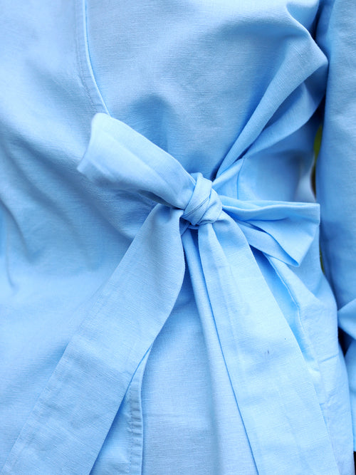 LinenLite Icy Blue Wrap Top
