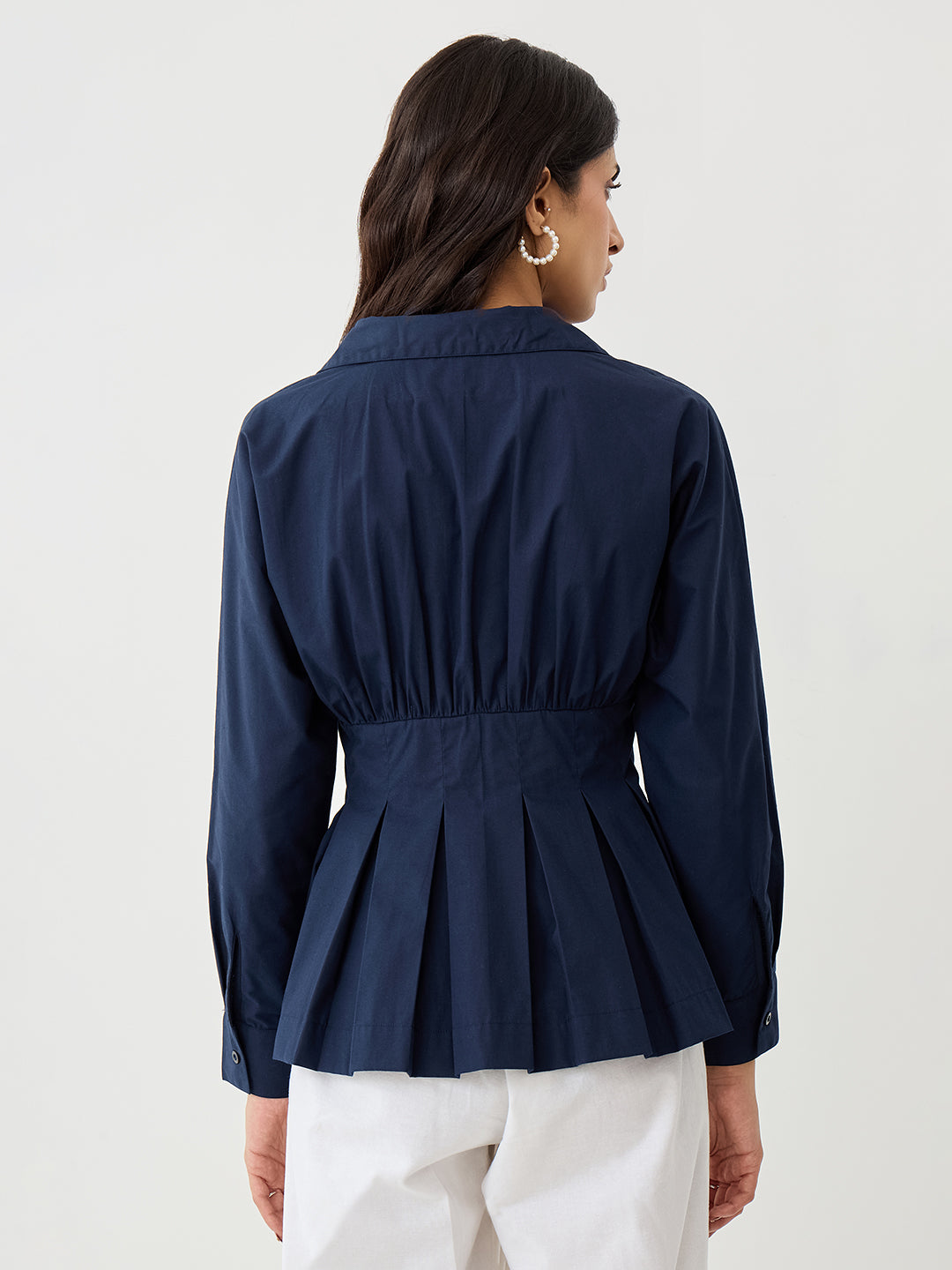 Crispcotton Navy Cinched Waist Shirt