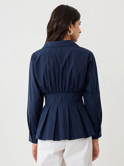 Crispcotton Navy Cinched Waist Shirt