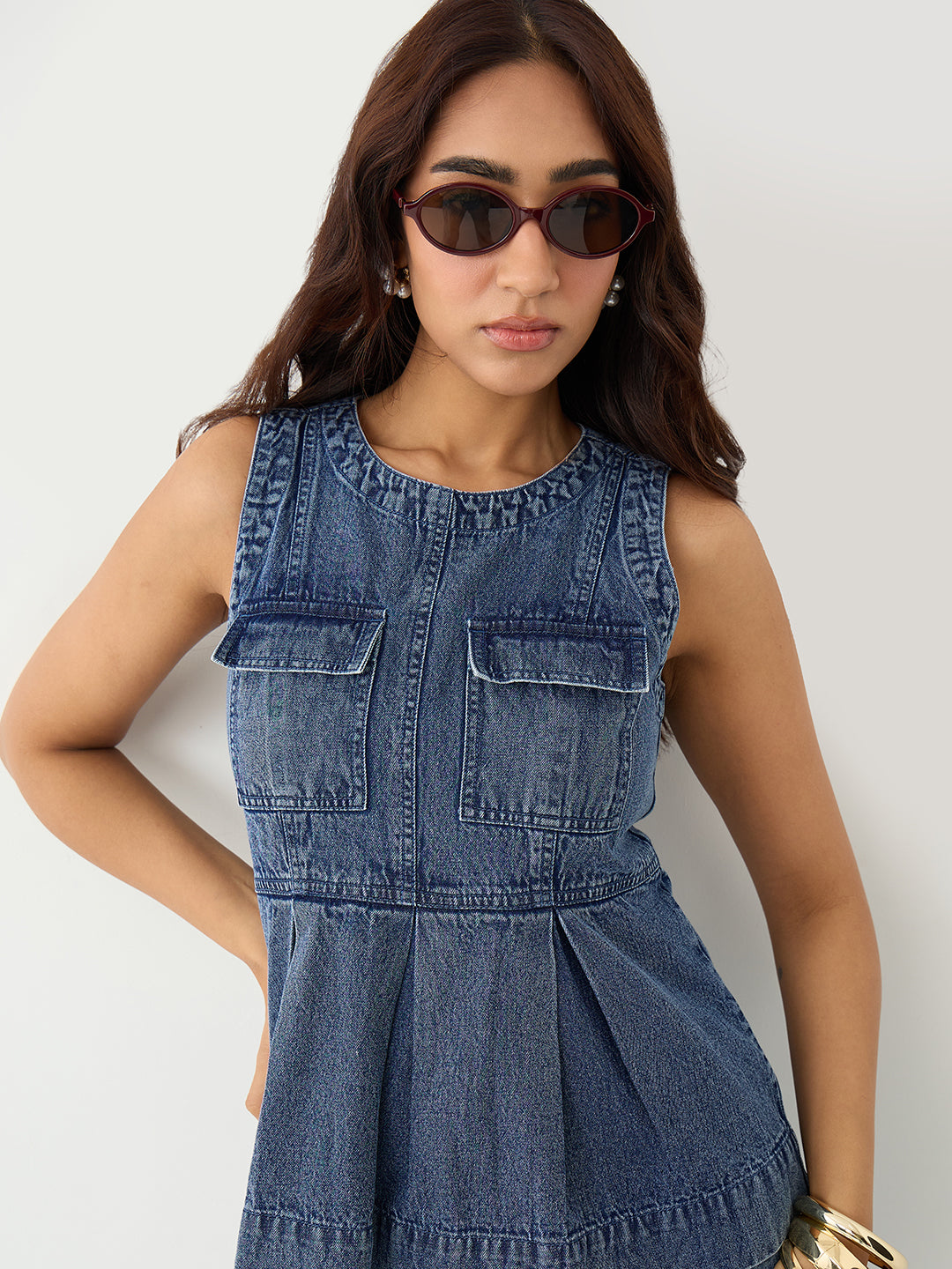 DenimClassic Acid Blue Peplum Top