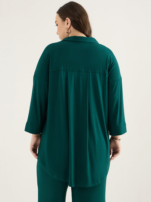 Bamboo Green Front Pleat Detail Tunic