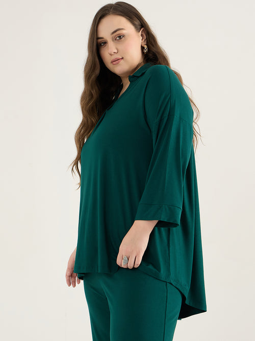 Bamboo Green Front Pleat Detail Tunic