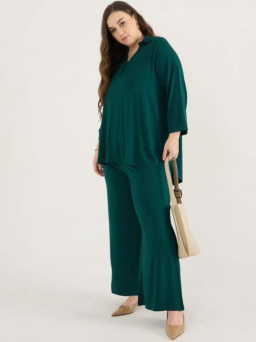 Bamboo Green Front Pleat Detail Tunic