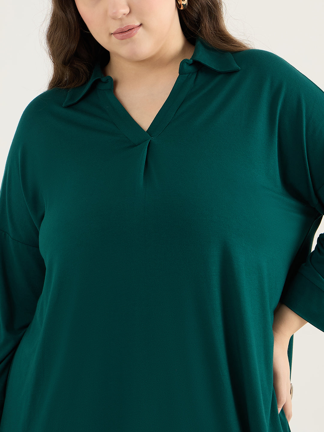 Bamboo Green Front Pleat Detail Tunic