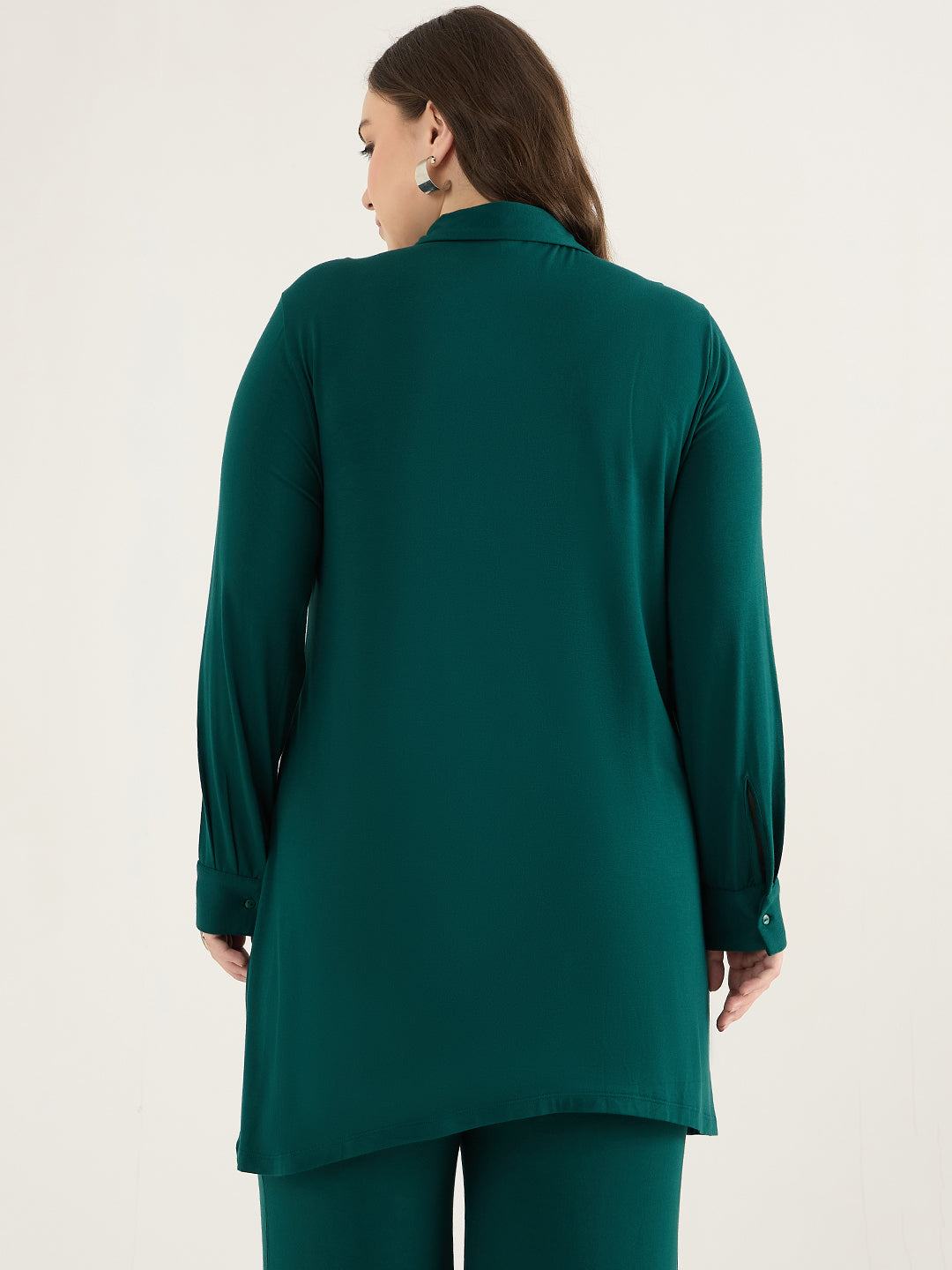 Bamboo Green Asymmetric Knit Tunic