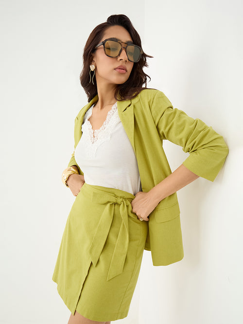 LinenLite Citrine Green Wrap Skirt