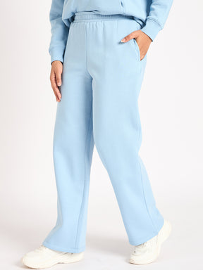 Light Blue Straight Fit Fleece Track Pants