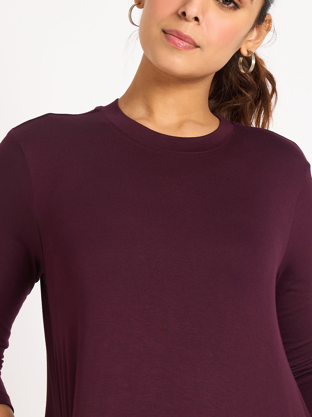 Bamboo Wine Knit T-Shirt Midi Dress